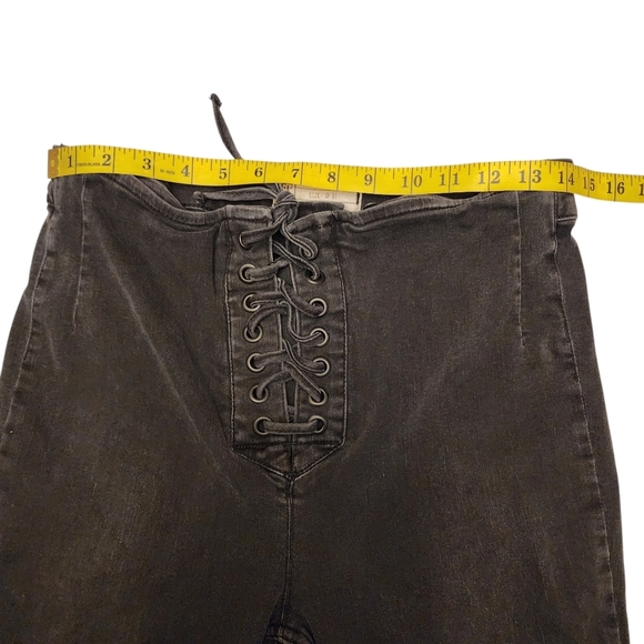 Free People High Rise Dark Jeans with Lace-Up Front - Picture 3 of 7